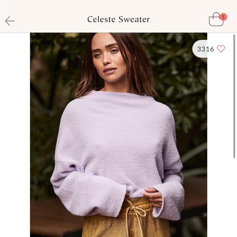 Free People Celeste sweater. funnel neck. worn once. XS TTS. cropped.